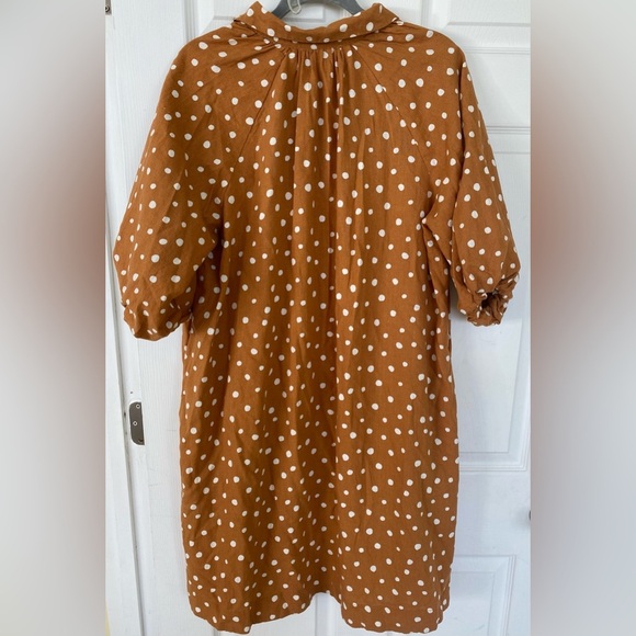 Charlie Paige Polka Dot Brown and White Dress with Pockets - Picture 1 of 6